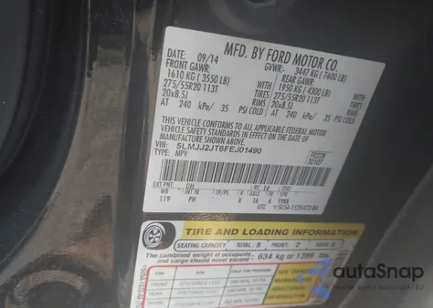 2015 Lincoln Navigator z USA, uszkodzony, nr VIN 5LMJJ2JT6FEJ01490